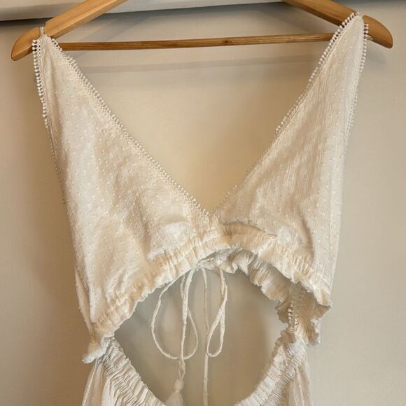 Tularosa Revolve White Flowy Cotton Fia Maxi Eyelet Cutout Casual Dress XS - Picture 7 of 8